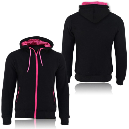 Ladies Motorbike Fleece Hoodie MotorCycle Removable CE Armoured Safety Jacket