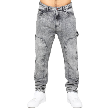 Mens Straight Leg Jeans Regular Fit Carpenter Casual Denim Trousers Pants