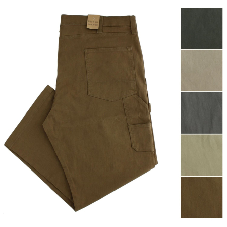 Mens Carpenter Pants Relaxed Fit Denim Canvas 7-Pocket Straight Leg