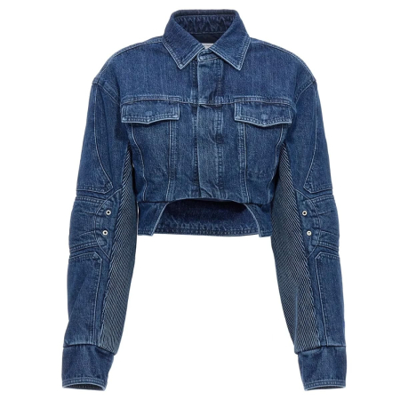 Motorcycle Blue Denim Cropped Jacket New & Authentic