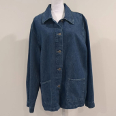 Vintage Faded Glory Blue Denim Jean Barn Chore Coat Jacket 90s Womens XL
