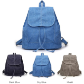 Canvas Women Backpack Small Drawstring Jean Bag for Teenage